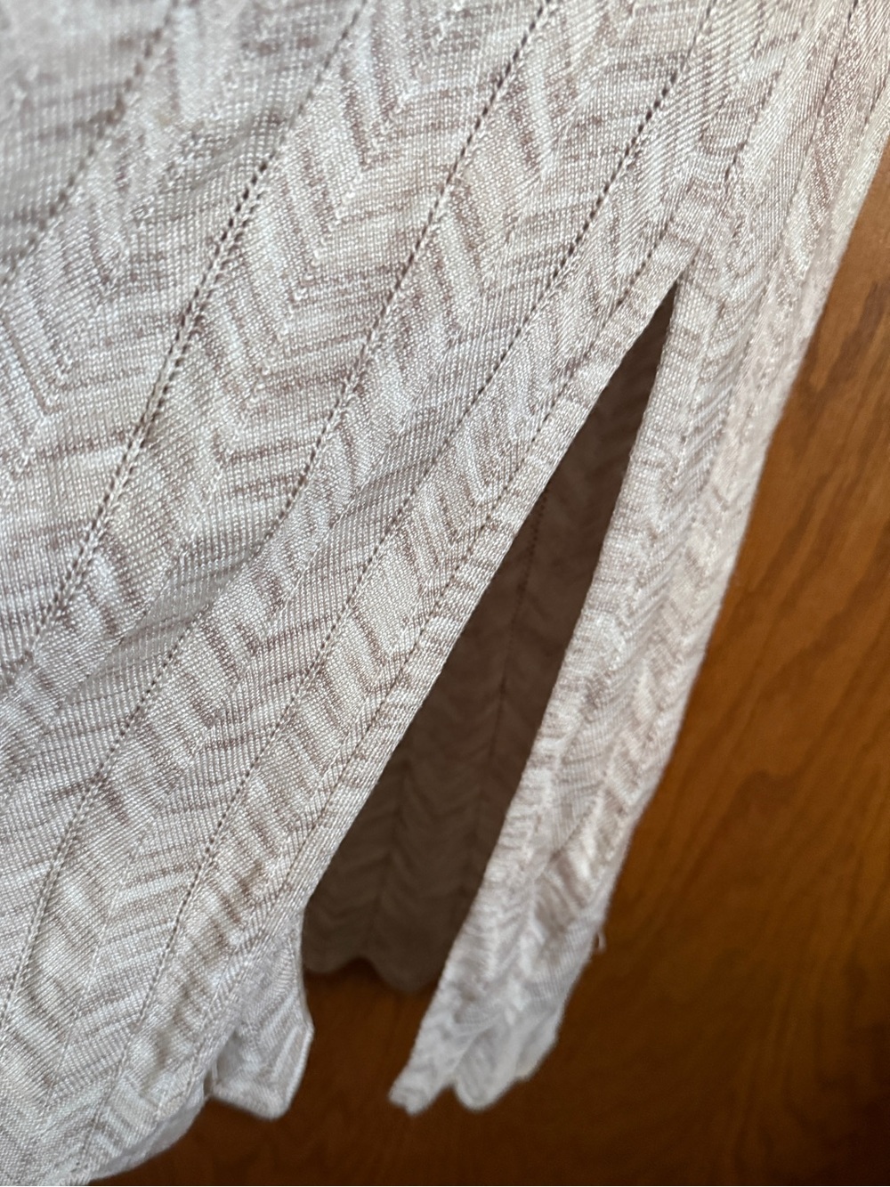 White House Black Market Chevron Pointelle  Beige Open Front Cardigan Size Med - Picture 4 of 11